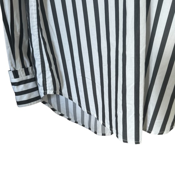 Equipment Striped High Ruffle Collar Long Sleeve Top Navy White Size Small - Picture 6 of 11